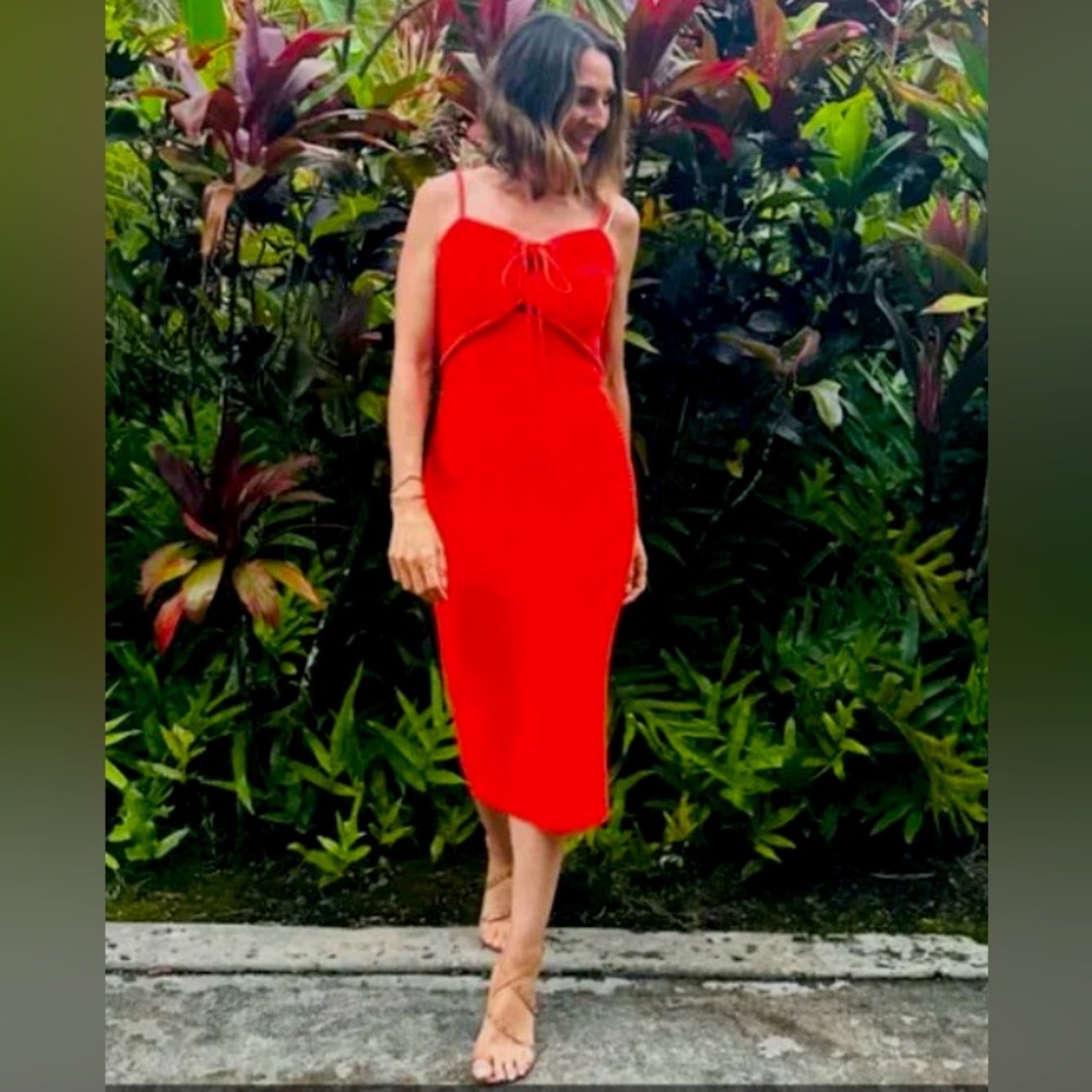 Orange knitted dress